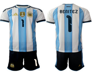 Mens Argentina National Team #1 Walter Benitez Home White 2026 World Cup Soccer Jersey Suit