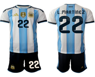Mens Argentina National Team #22 Lautaro Martinez Home White 2026 World Cup Soccer Jersey Suit