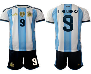 Mens Argentina National Team #9 Julian Alvarez Home White 2026 World Cup Soccer Jersey Suit