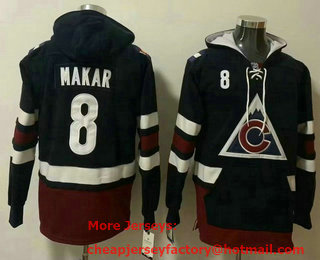 Mens Colorado Avalanche #8 Cale Makar Navy Blue Ageless Must Have Lace Up Pullover Hoodie
