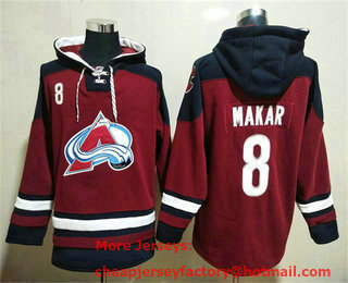Mens Colorado Avalanche #8 Cale Makar Red Ageless Must Have Lace Up Pullover Hoodie