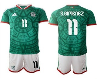 Mens Mexico #11 Santiago Gimenez 2026 World Cup Home Green Soccer Jersey Suit