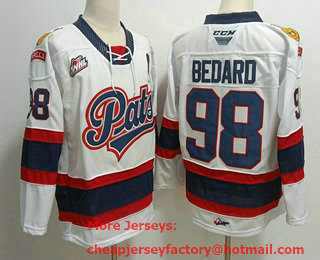 Mens Regina Pats #98 Connor Bedard White CHL Hockey Jersey