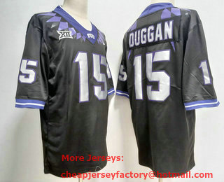 Mens TCU Horned Frogs #15 Max Duggan 2022 Black 2022 Vapor Untouchable Limited Stitched Nike Jersey