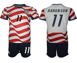 Mens USA National Team #11 Brenden Aaronson Home White 2026 World Cup Soccer Jersey Suit