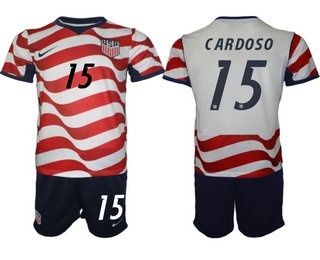 Mens USA National Team #15 Johnny Cardoso Home White 2026 World Cup Soccer Jersey Suit