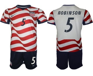 Mens USA National Team #5 Antonee Robinson Home White 2026 World Cup Soccer Jersey Suit