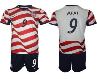 Mens USA National Team #9 Ricardo Pepi Home White 2026 World Cup Soccer Jersey Suit