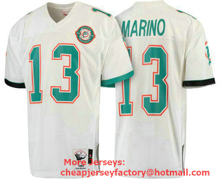 Miami Dolphins #13 Dan Marino 1990 Authentic Throwback White Jersey