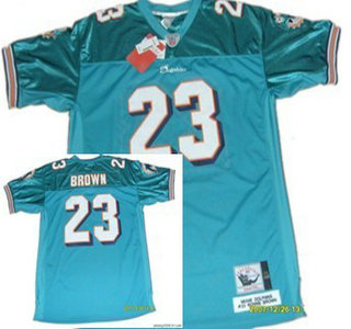 Miami Dolphins #23 Brown Green Throwback Jersey