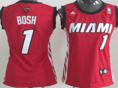 Miami Heat 1 Chris Bosh Red Authentic Womens Jersey