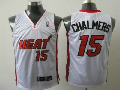 Miami Heat 15 Chalmers White Authentic Jersey
