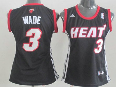 Miami Heat #3 Dwyane Wade Black Authentic Womens Jersey