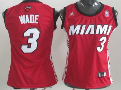 Miami Heat #3 Dwyane Wade Red Authentic Womens Jersey