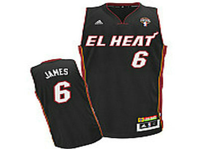 Miami Heat 6 LeBron James Black Jerseys Latin Nights Patch