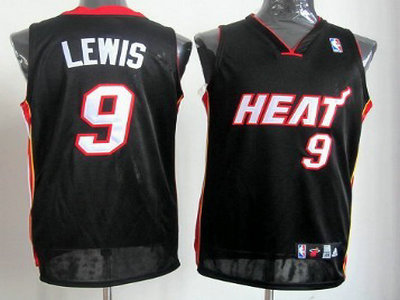 Miami Heat 9 Rashard Lewis Black Authentic Jersey