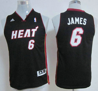 Miami Heat 6 LeBron James Black Kids Jersey