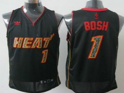 Miami Heats 1 Bosh Black Fashion Jersey