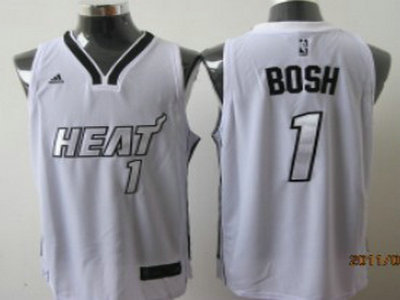 Miami Heats 1 Bosh White With Silvery Authentic Jersey