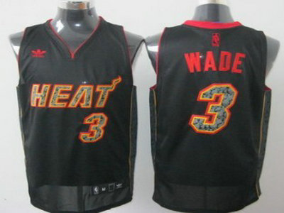 Miami Heats 3 Wade Black Fashion Jersey