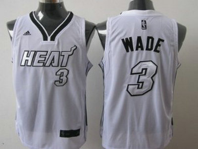 Miami Heats3 Wade White With Silvery Jersey