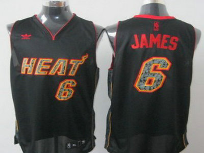 Miami Heats 6 James Black Fashion Jersey
