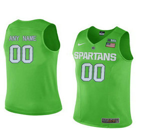 Michigan State Spartans Customized College Basketball Authentic Jersey - Apple Green