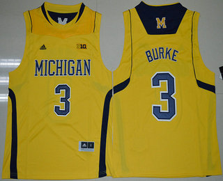 Michigan Wolverines #3 Trey Burke Yellow Big 10 Patch Jersey