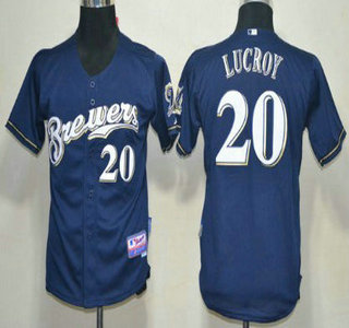 Milwaukee Brewers #20 Jonathan Lucroy Navy Blue Kids Jersey