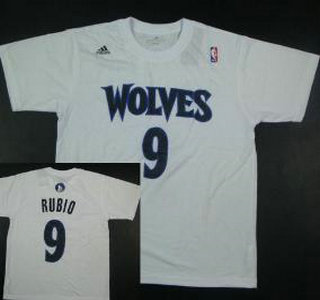 Minnesota Timberwolves 9 Ricky Rubio White NBA Basketball T-Shirt