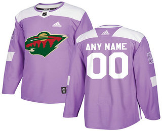 Minnesota Wild Purple Adidas Hockey Fights Cancer Custom Practice Jersey