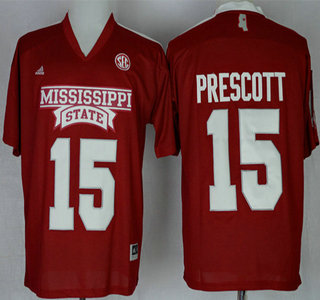 Mississippi State Bulldogs #15 Dak Prescott Red Jersey