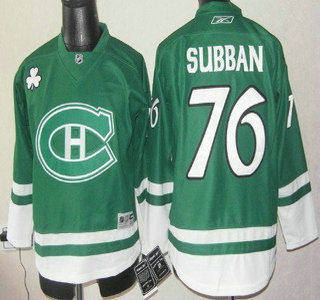 Montreal Canadiens #76 P.K. Subban St. Patrick's Day Green Kids Jersey