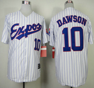 Montreal Expos #10 Dawson White With Blue Pinstripe 1982 Throwback Jersey