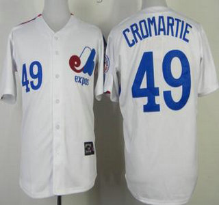 Montreal Expos #49 Warren Cromartie White Throwback Jersey