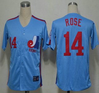 Montreal Expos 14 Pete Rose Blue Throwback Jersey