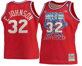 NBA 1991 All-Star #32 Magic Johnson Red Hardwood Classics Soul Swingman Throwback Jersey