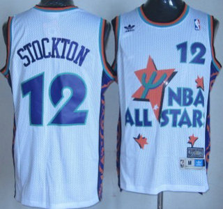 NBA 1995-1996 All-Star #12 John Stockton White Swingman Throwback Jersey
