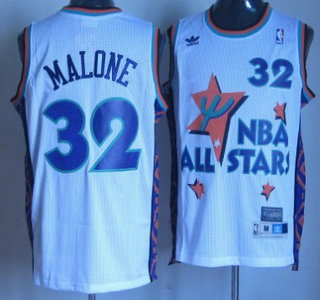 NBA 1995-1996 All-Star #32 Karl Malone White Swingman Throwback Jersey
