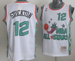 NBA 1996 All-Star #12 John Stockton White Hardwood Classics Soul Swingman Throwback Jersey
