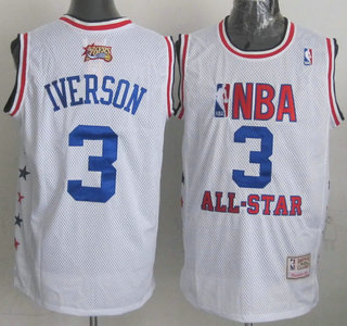 NBA 2003 All-Star #3 Allen Iverson White Swingman Throwback Jersey