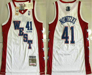 NBA 2004 All-Star Dallas Mavericks #41 Dirk Nowitzki White Hardwood Classics Soul AU Throwback Jersey
