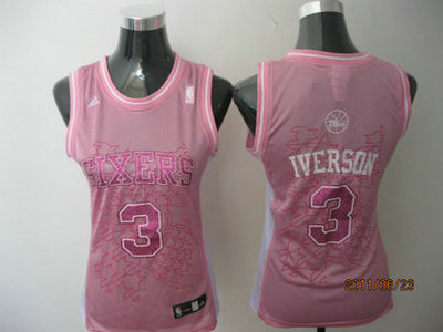 NBA Women Philadelphia Sixers 3 Iverson pink jerseys