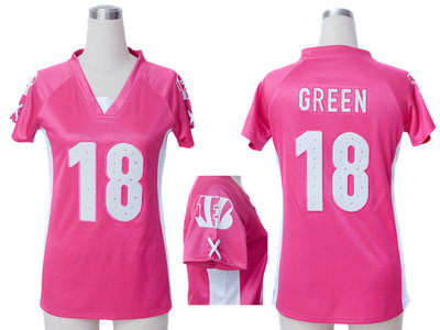 Nike Cincinnati Bengals 18 A.J. Green pink Womens Draft Him II Top Jersey