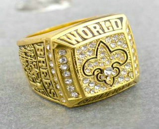 NFL New Orleans Saints Drew Brees MVP World Champions Gold Ring