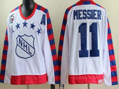 NHL 1992 All-Star 11 Mark Messier White Throwback CCM 75TH Jersey