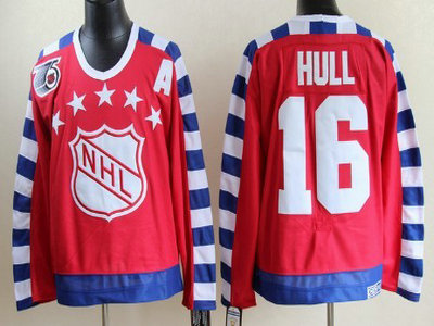 NHL 1992 All-Star 16 Brett Hull Red Throwback CCM 75TH Jersey