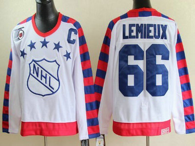 NHL 1992 All-Star 66 Marrio Lemieux White Throwback CCM 75TH Jersey