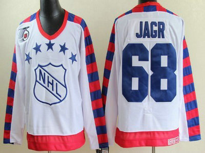 NHL 1992 All-Star 68 Jaromir Jagr White Throwback CCM 75TH Jersey