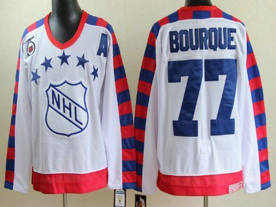 NHL 1992 All-Star 77 Ray Bourque White Throwback CCM 75TH Jersey